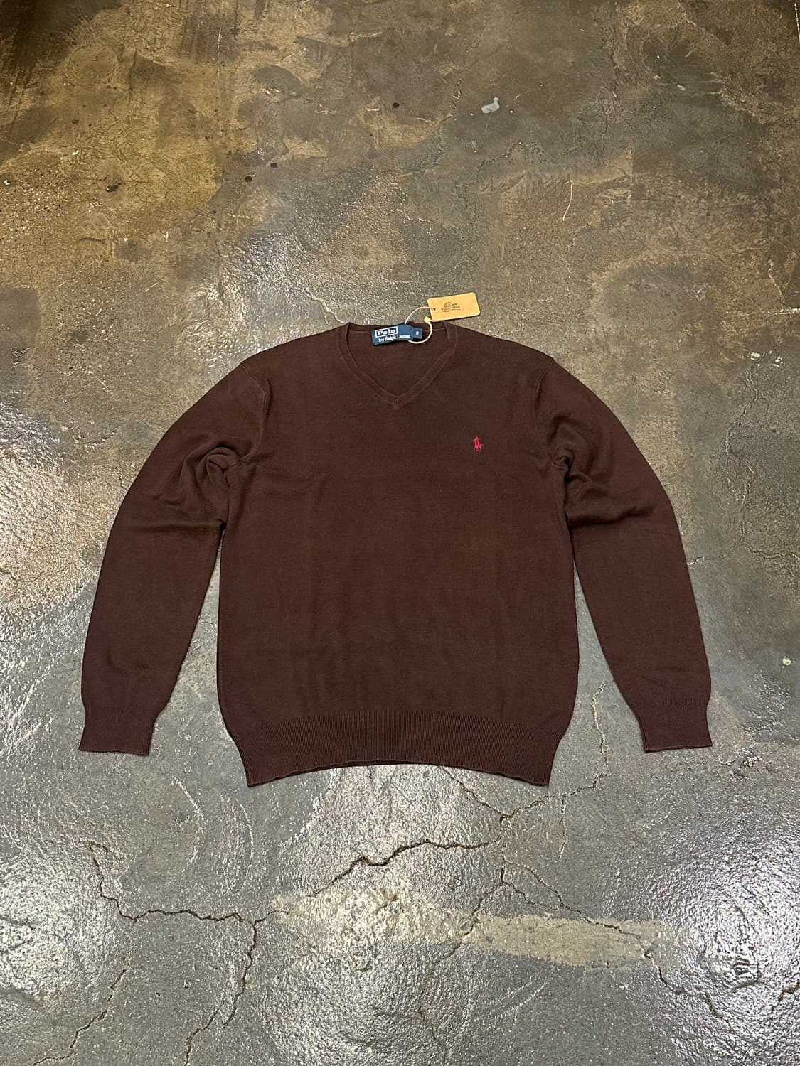 폴로 랄프로렌 초콜릿브라운 브이넥 니트 S 상품이미지1