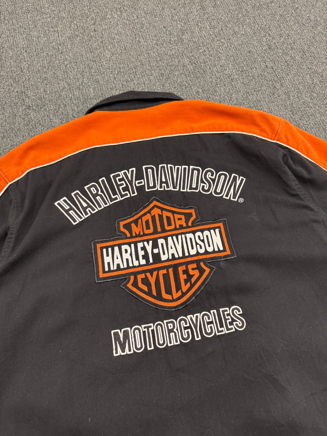 XL)할리데이비슨 빈티지 코듀로이 자수 로고 반팔 셔츠 상품이미지8