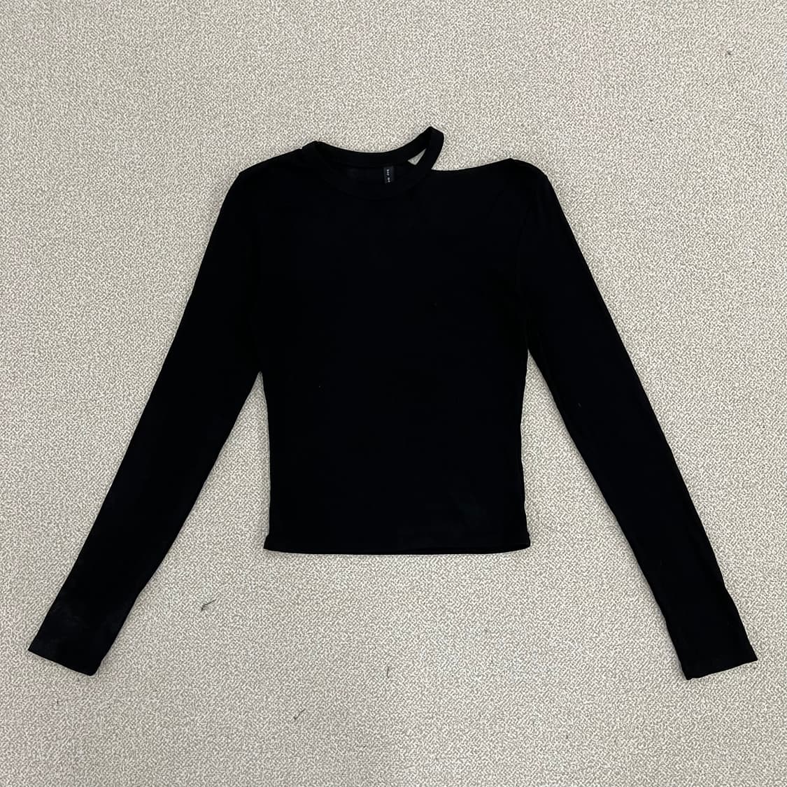 F 빈티지 여성 트임 블랙 긴팔 티셔츠 0123M 상품이미지1