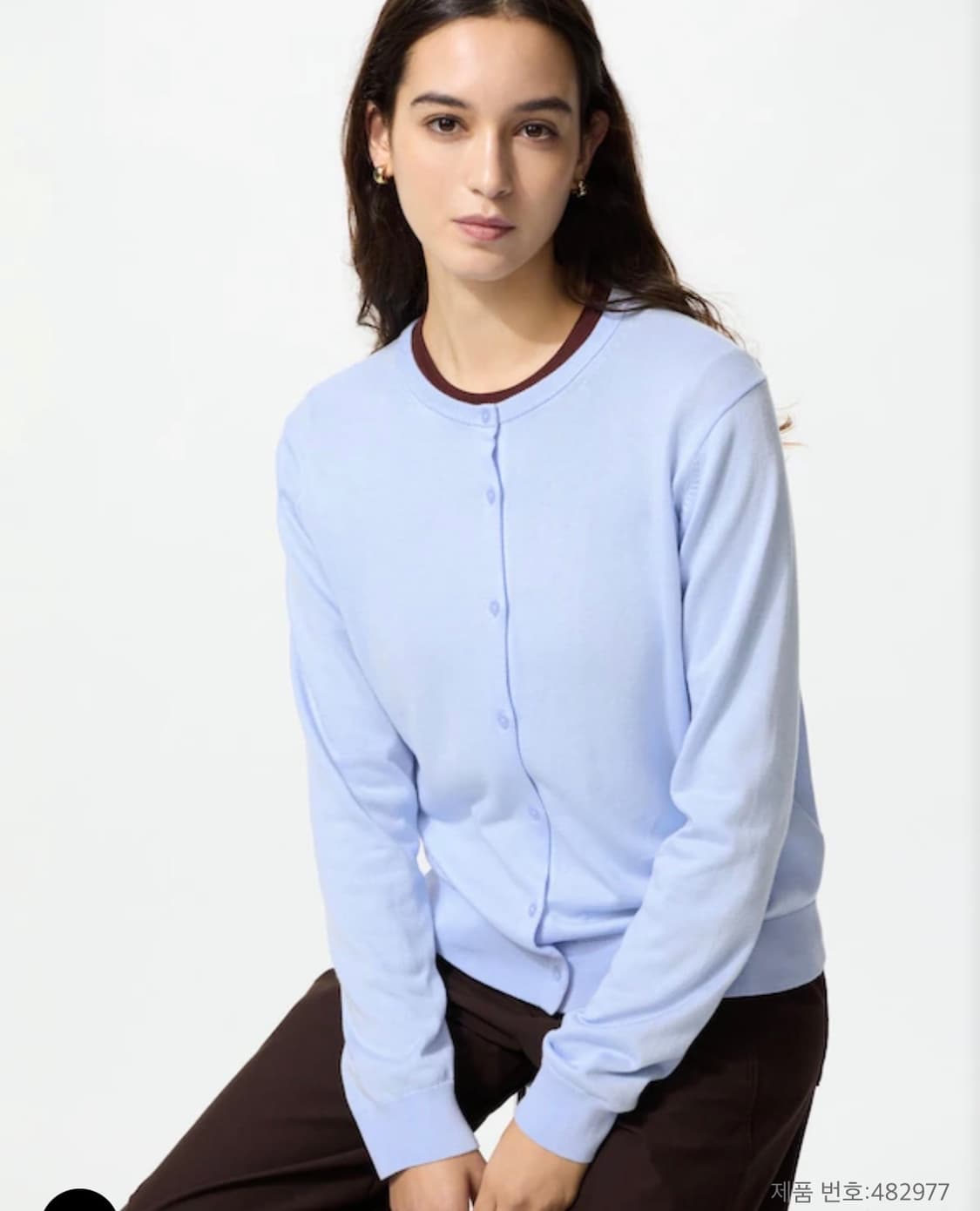 유니클로 크루넥 긴팔 단추 가디건 화이트 새상품 상품이미지4