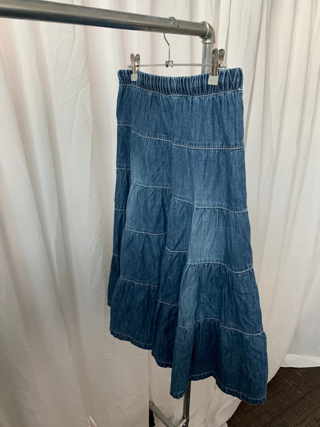 빈티지 티어드 데님 스커트 상품이미지2