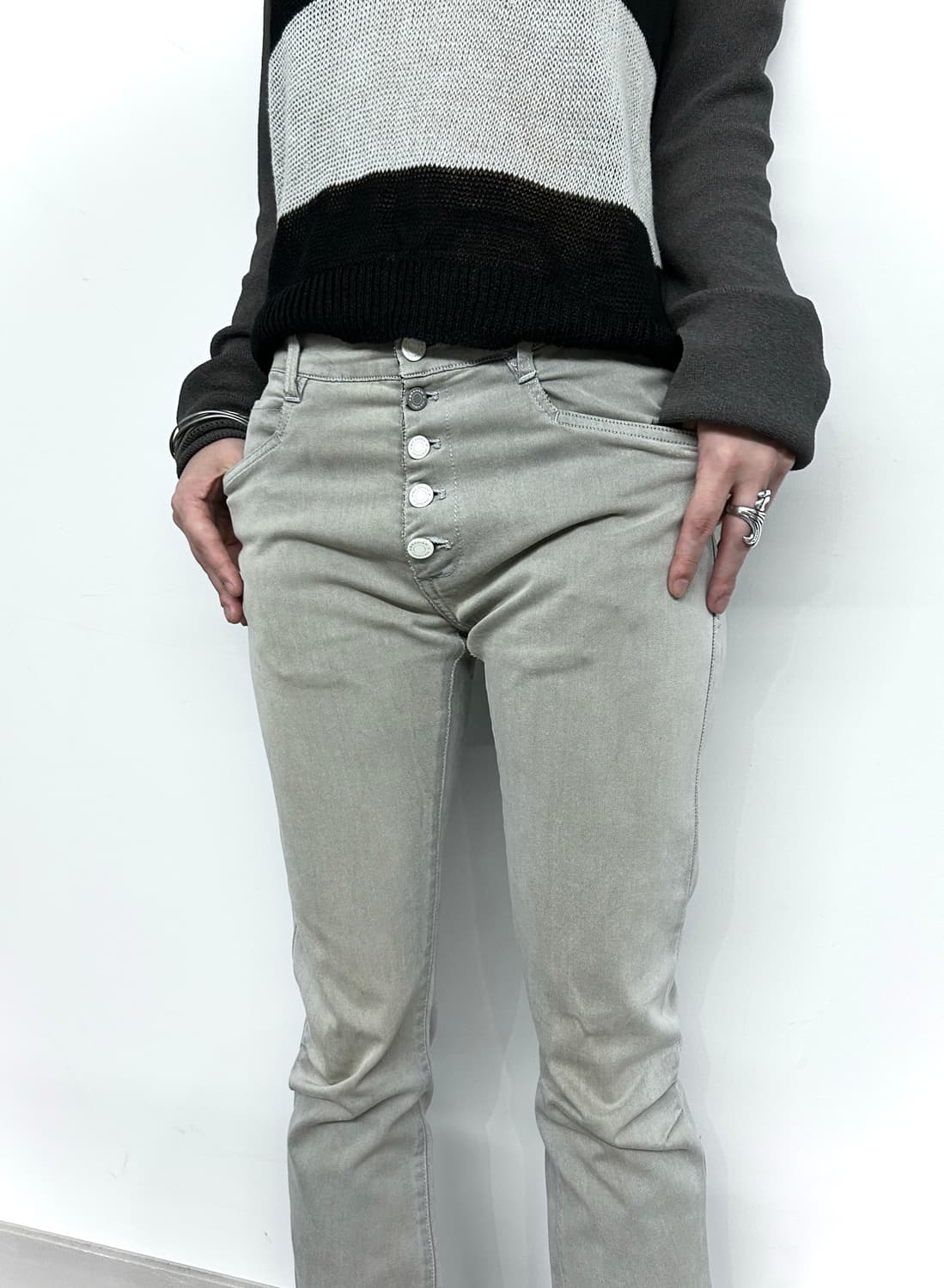 Abraham K Hangul Slim Button Fly Washed  상품이미지2