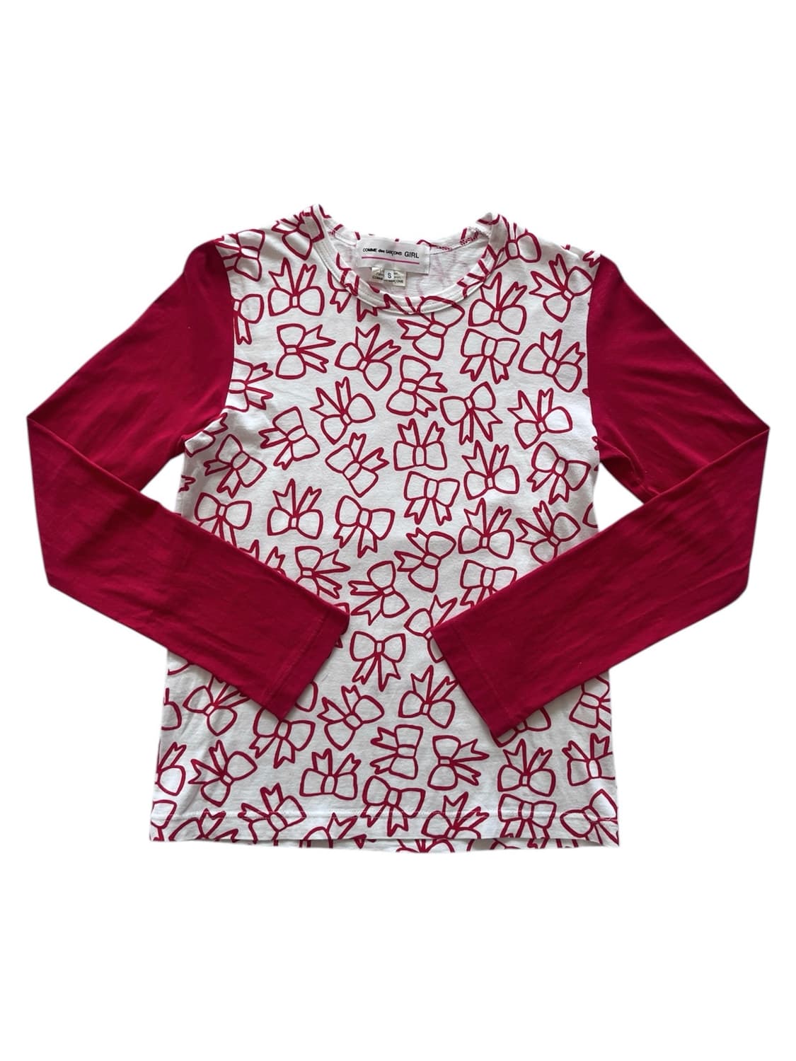 2018 꼼데가르송 걸 리본 패턴 배색 롱 슬리브 긴팔 티셔츠 상품이미지1
