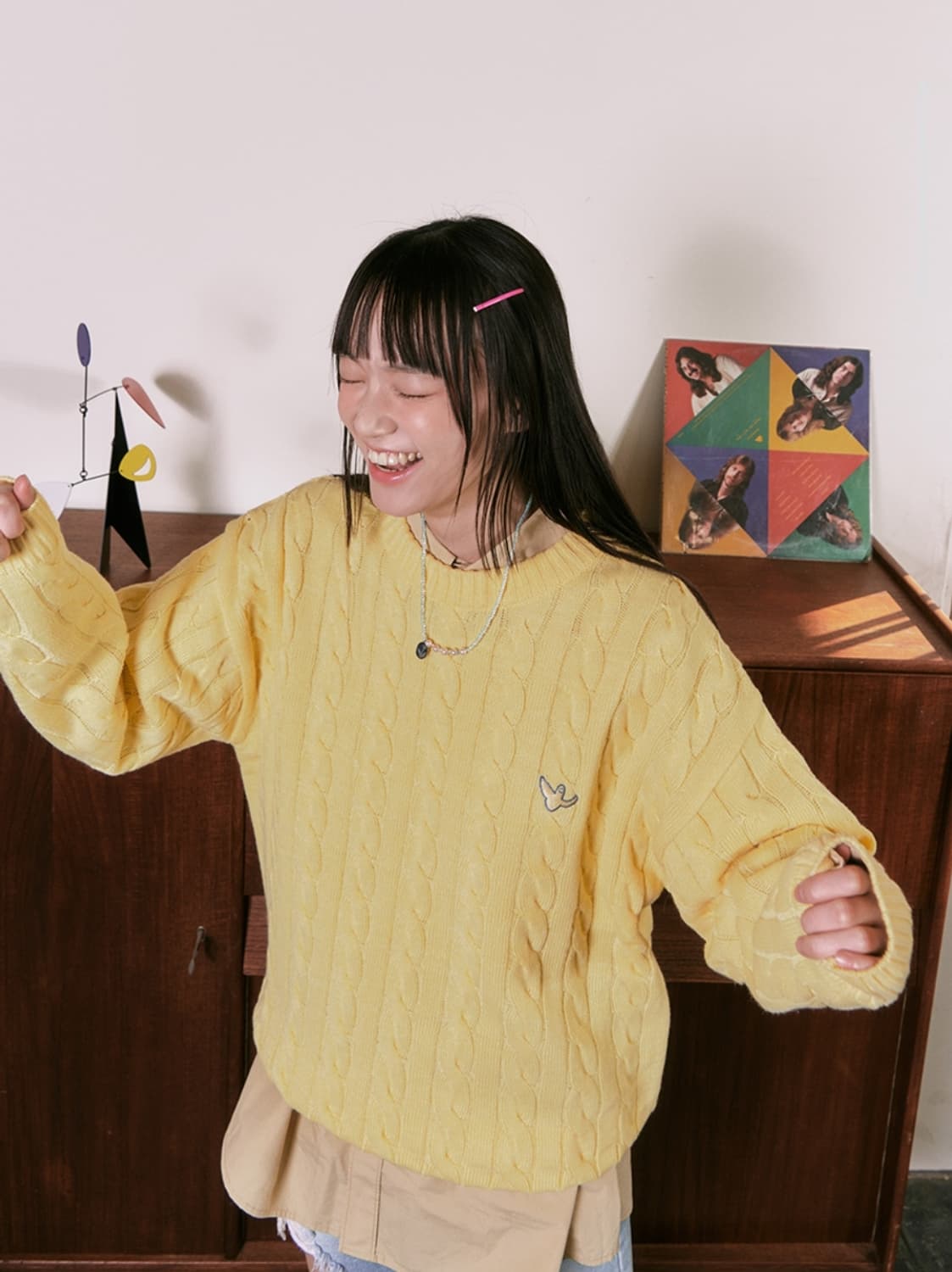 와키윌리 시그니쳐 로고 꽈베기 니트 M size 상품이미지1