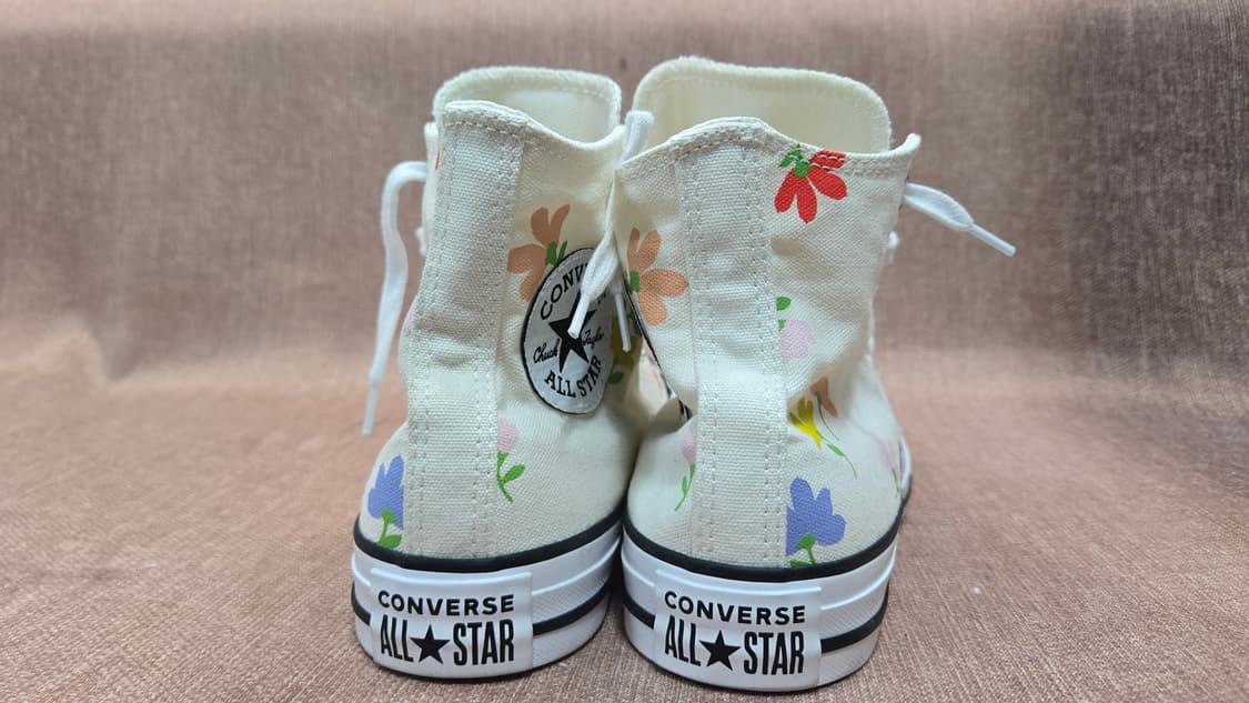 컨버스 미착용 240mm-  꽃 자수 하이 스니커즈 아이보리 상품이미지5