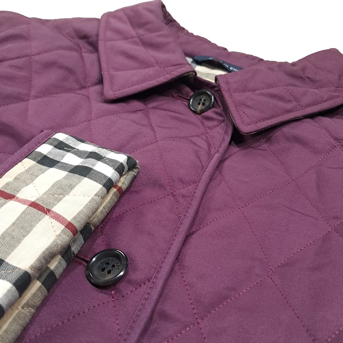 CL869 L 버버리 00s 영국판 로얄퍼플 노바체크 퀼팅 자켓 상품이미지4