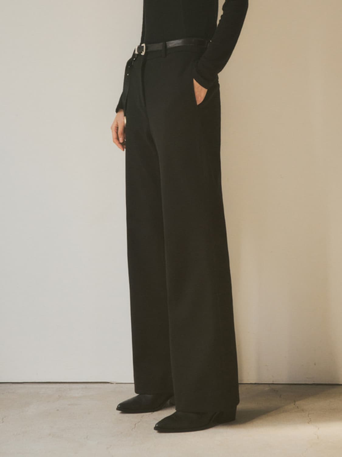 씨타 슬림 부츠컷 슬랙스 블랙 상품이미지1