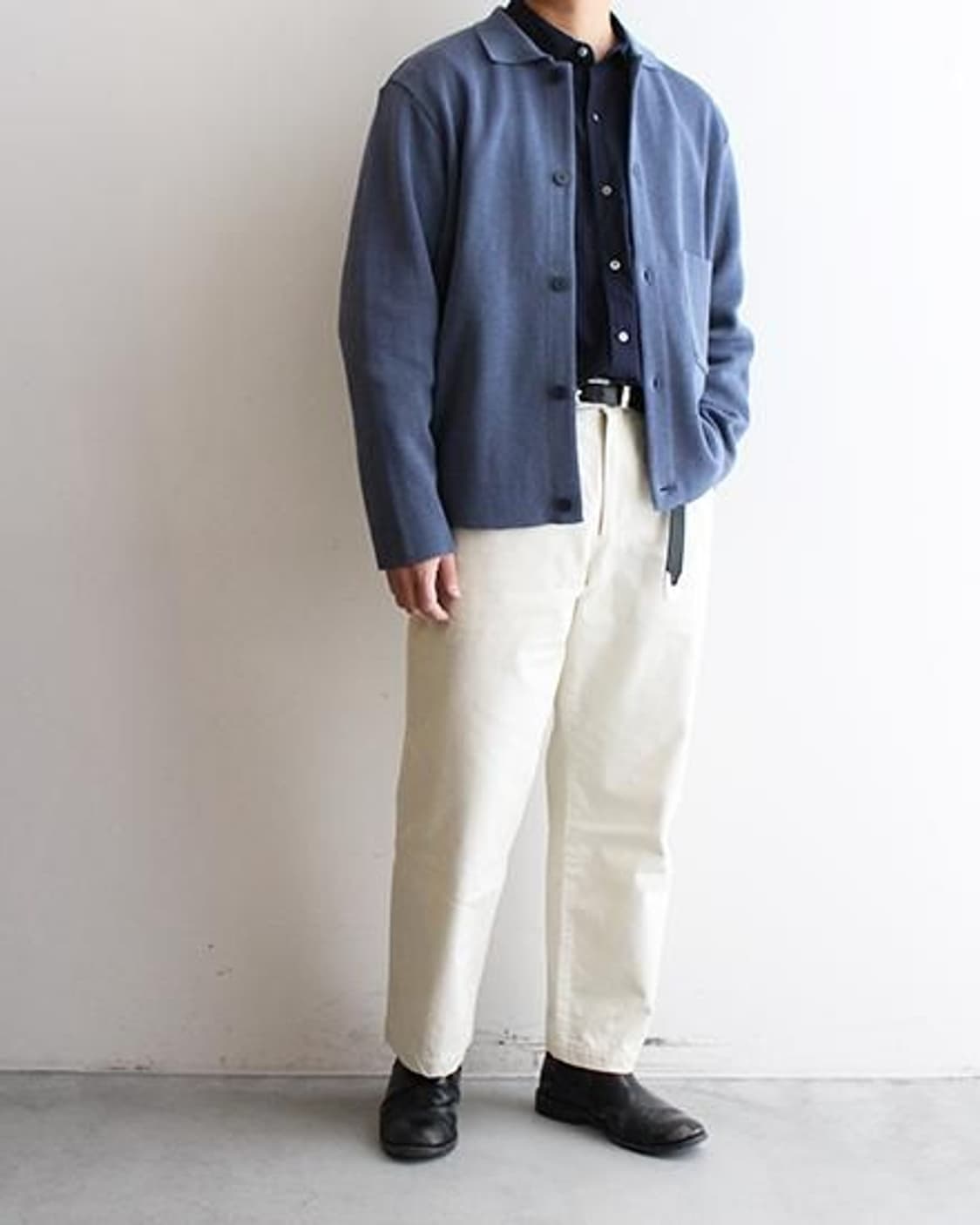 [2] 스틸바이핸드 밀라노립 니트 자켓 가디건 더스티블루 상품이미지4