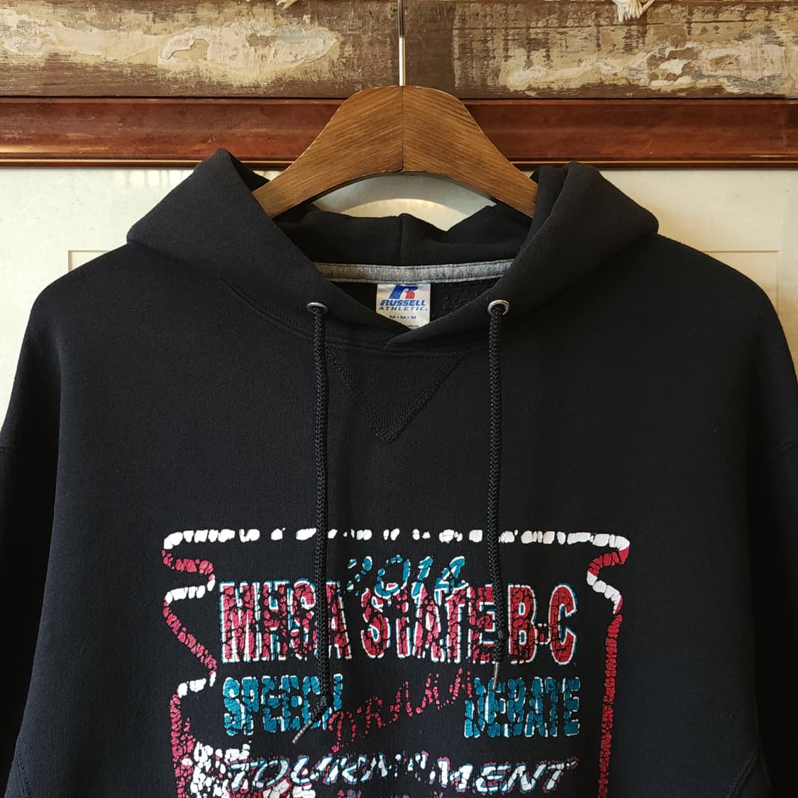 90s 러셀 후드 스웻셔츠 브로큰 로고 빈티지 레터링 스웻셔츠 M 상품이미지3