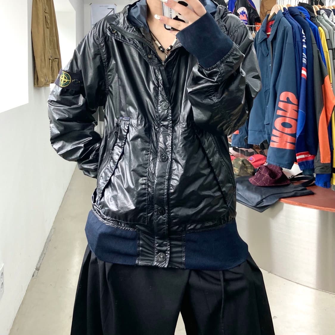 스톤 아일랜드 와펜 글래스 폴리아미드 나일론 후드자켓 상품이미지1