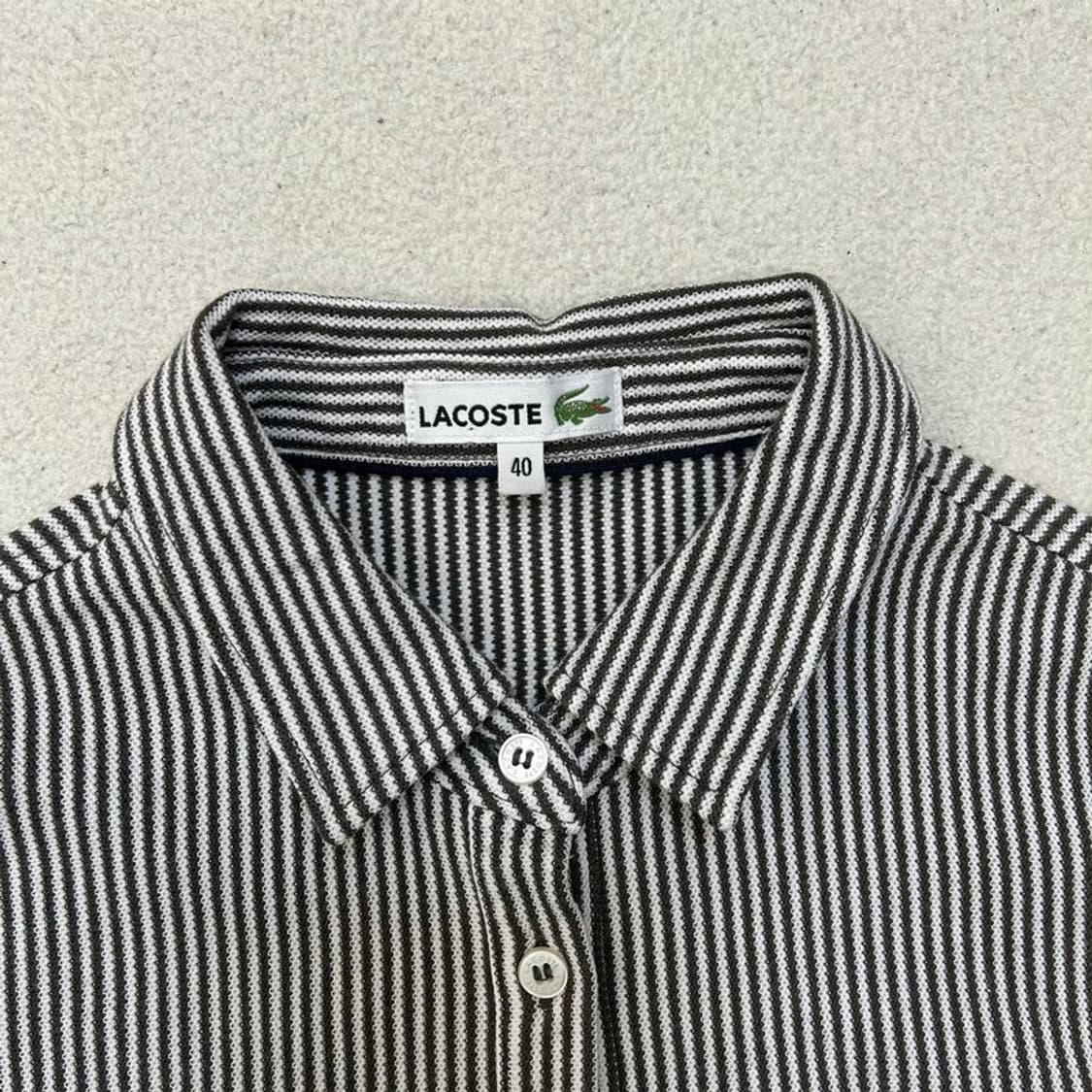 라코스테 일본판 여성용 스트라이프 로고패치 카라넥 긴팔 롱슬리브 40 상품이미지4