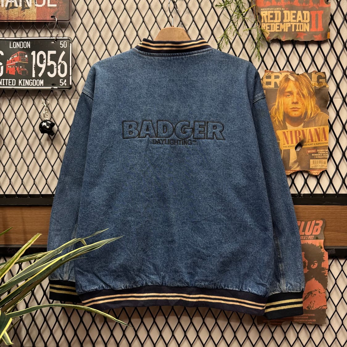 00s USA VINTAGE 데님 바시티 자켓 후면 빅로고 포인트 중청 상품이미지2