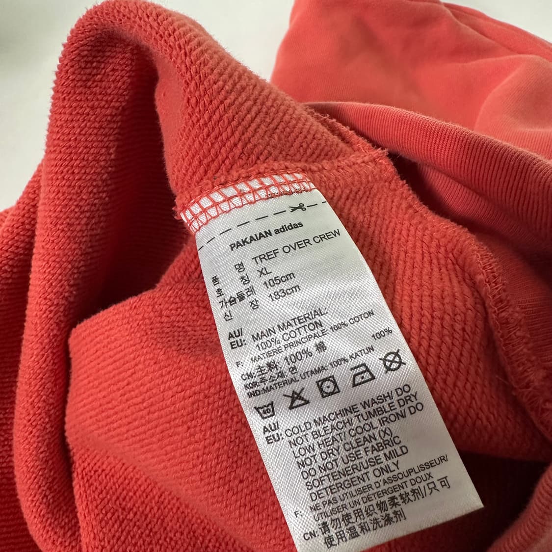 XL 아디다스오리지날 코랄 루즈오버핏 빅로고 스웻코튼 맨투맨 상품이미지6