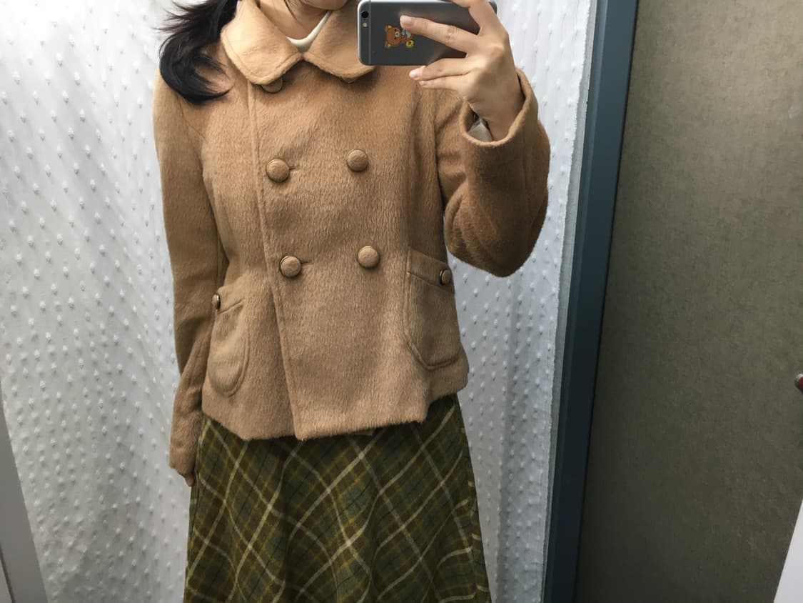 카멜 둥근 카라 숏 코트 상품이미지2