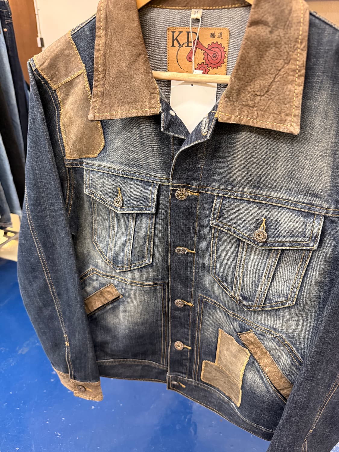 Tianlang Jianni 스웨이드 패치 데님 자켓 상품이미지5