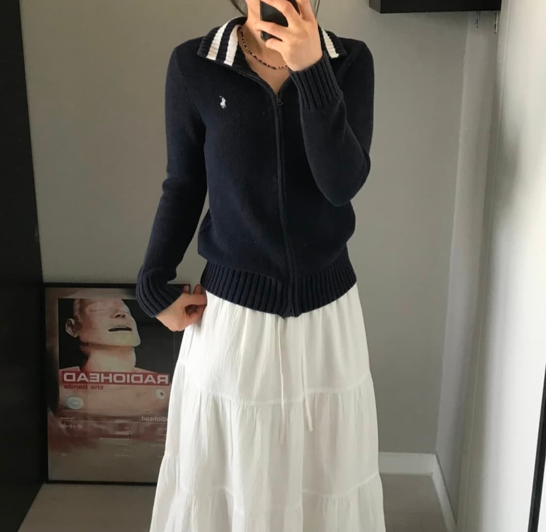 폴로 랄프로렌 포니 로고 네이비 니트 풀집업 상품이미지1