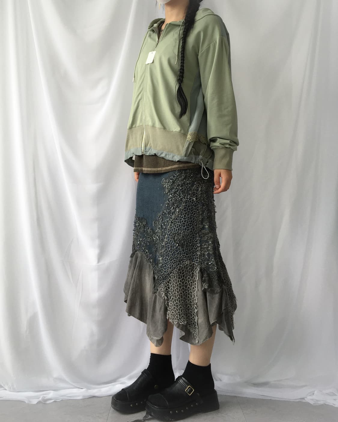 Lace trimming hood zip up 상품이미지8