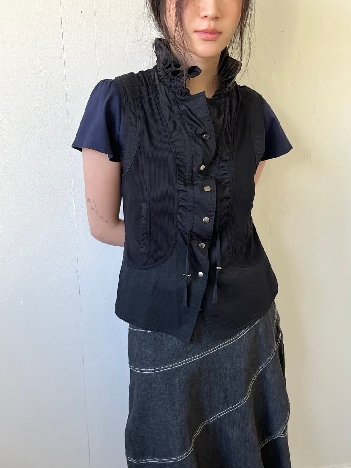 VIANTE 블랙 베스트 시어링 자켓 상품이미지4