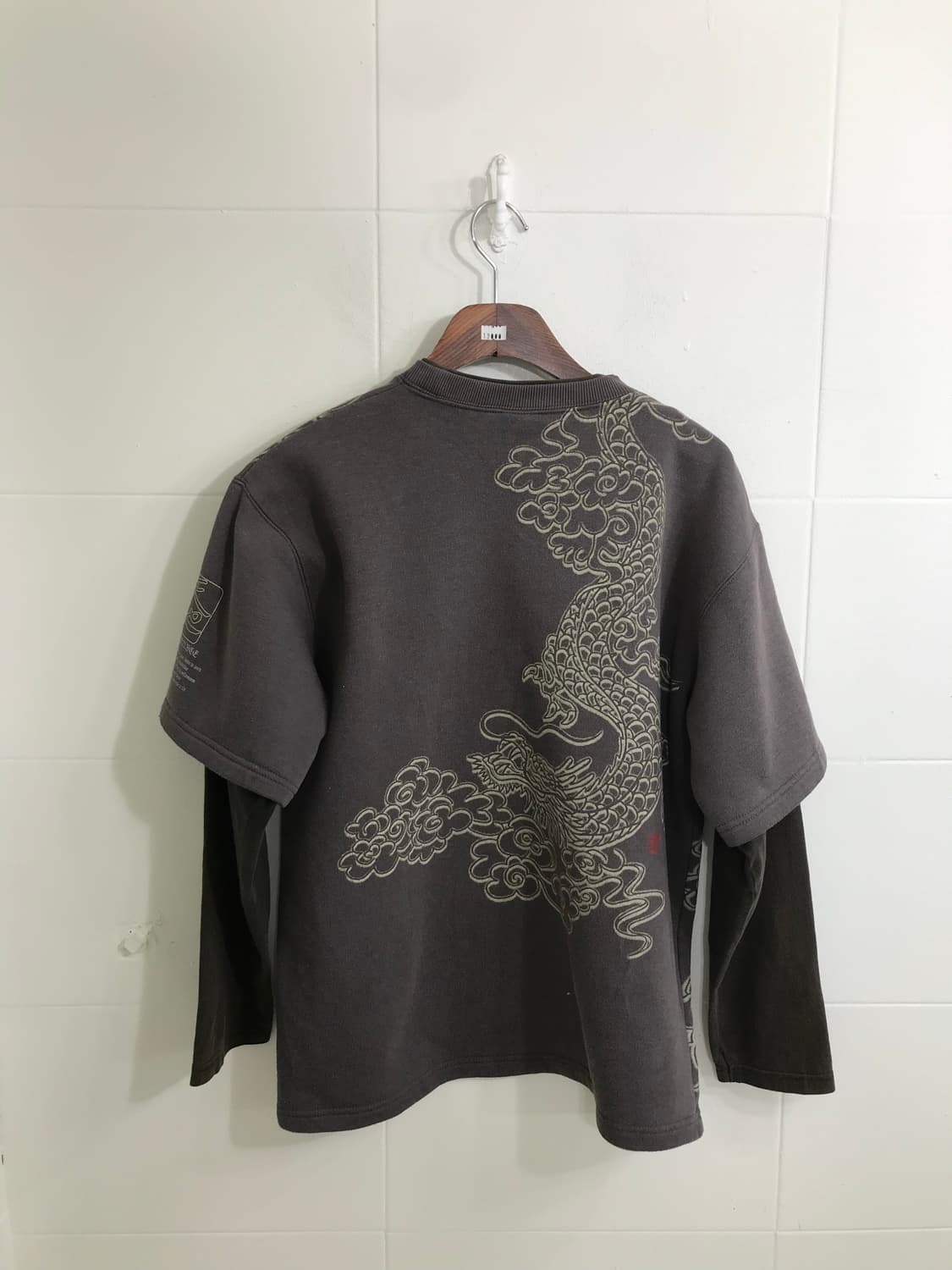 빈티지 오리엔탈 용 프린팅 레이어드 롱슬리브 상품이미지5