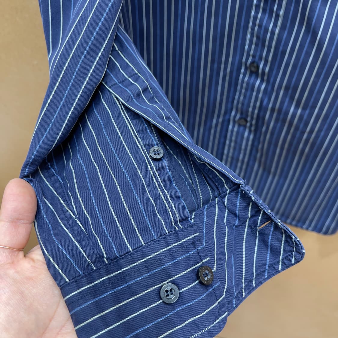 라코스테 스트라이프 네이비 셔츠 상품이미지6