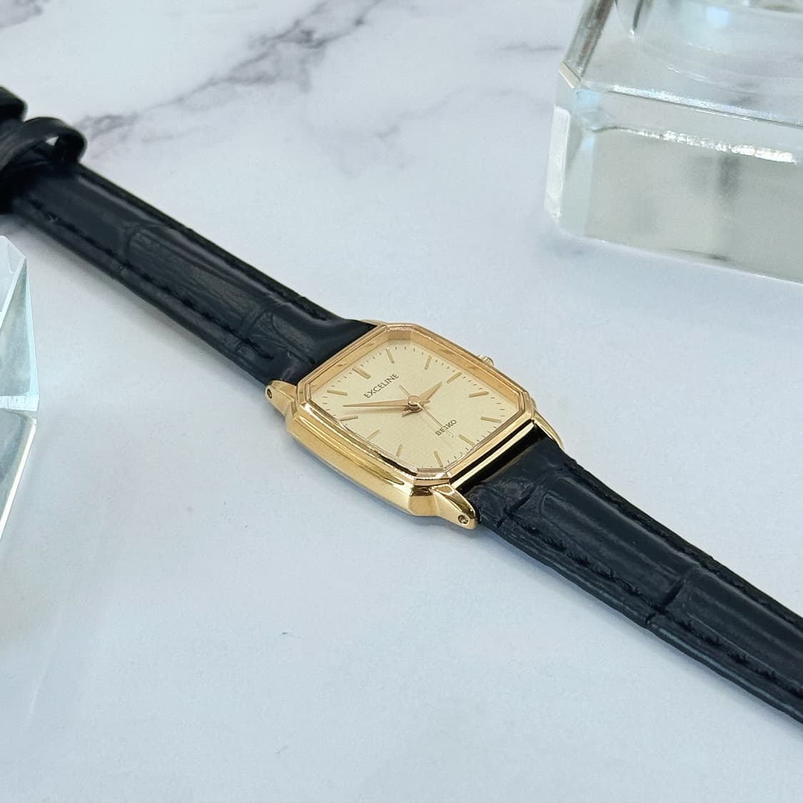 90s00s 빈티지 세이코 엑셀린 골드 탱크 워치 상품이미지4