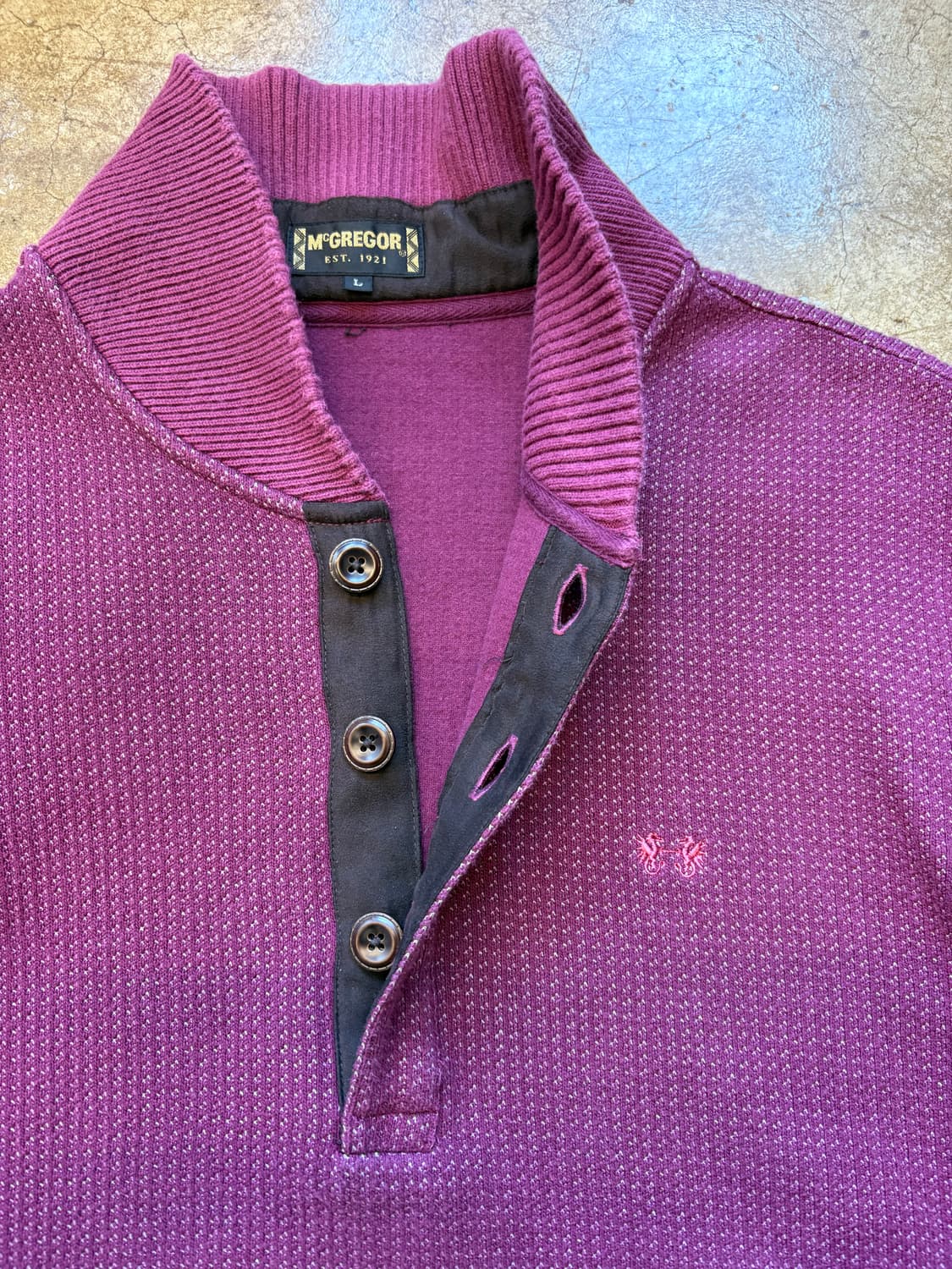 맥그리거 숄카라 헨리넥 다크 핑크 스웻 니트 상품이미지4