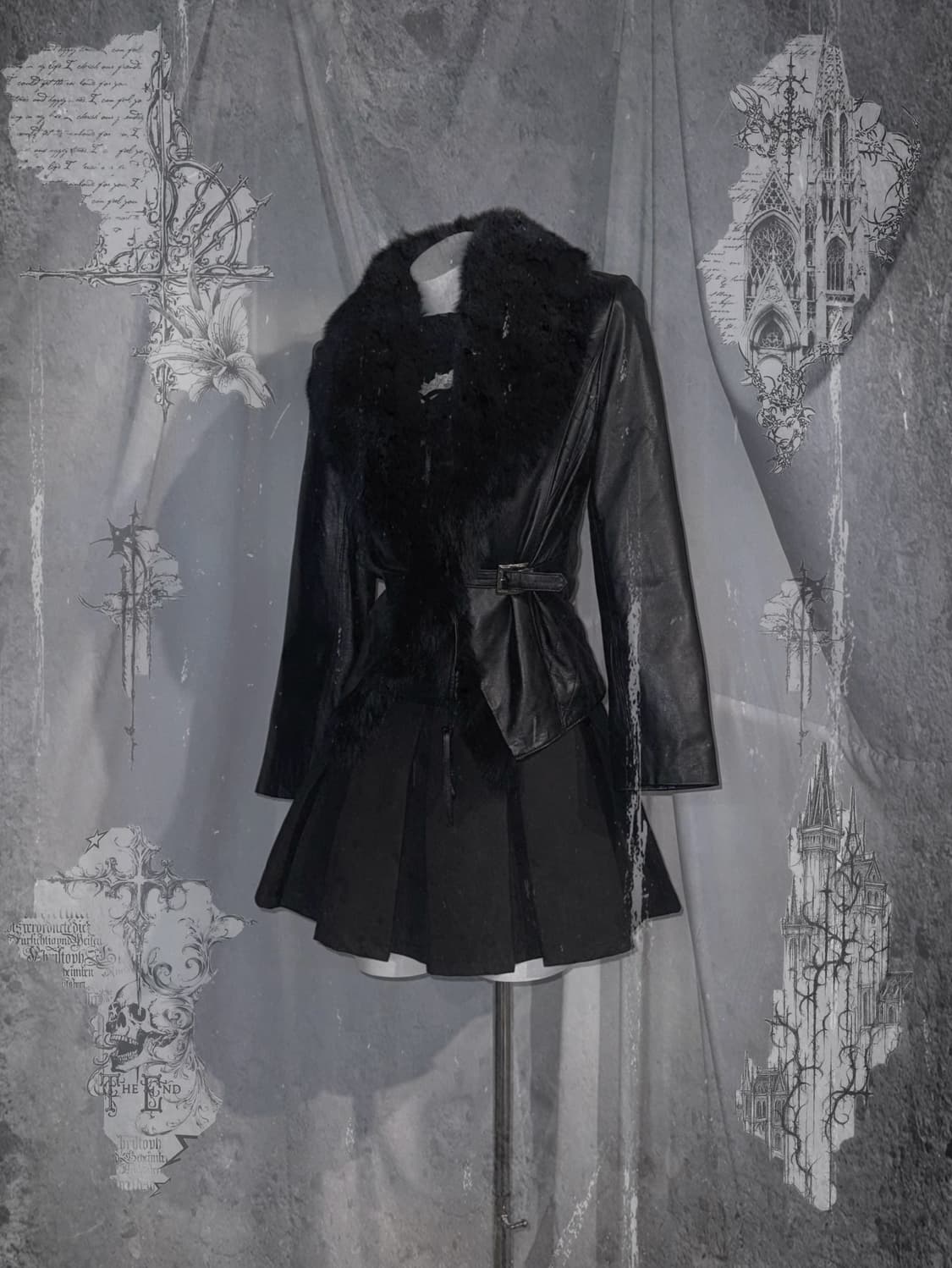 데일리 무채색 퍼 레더자켓 빈티지 시크 레이어드 코디세트  상품이미지1