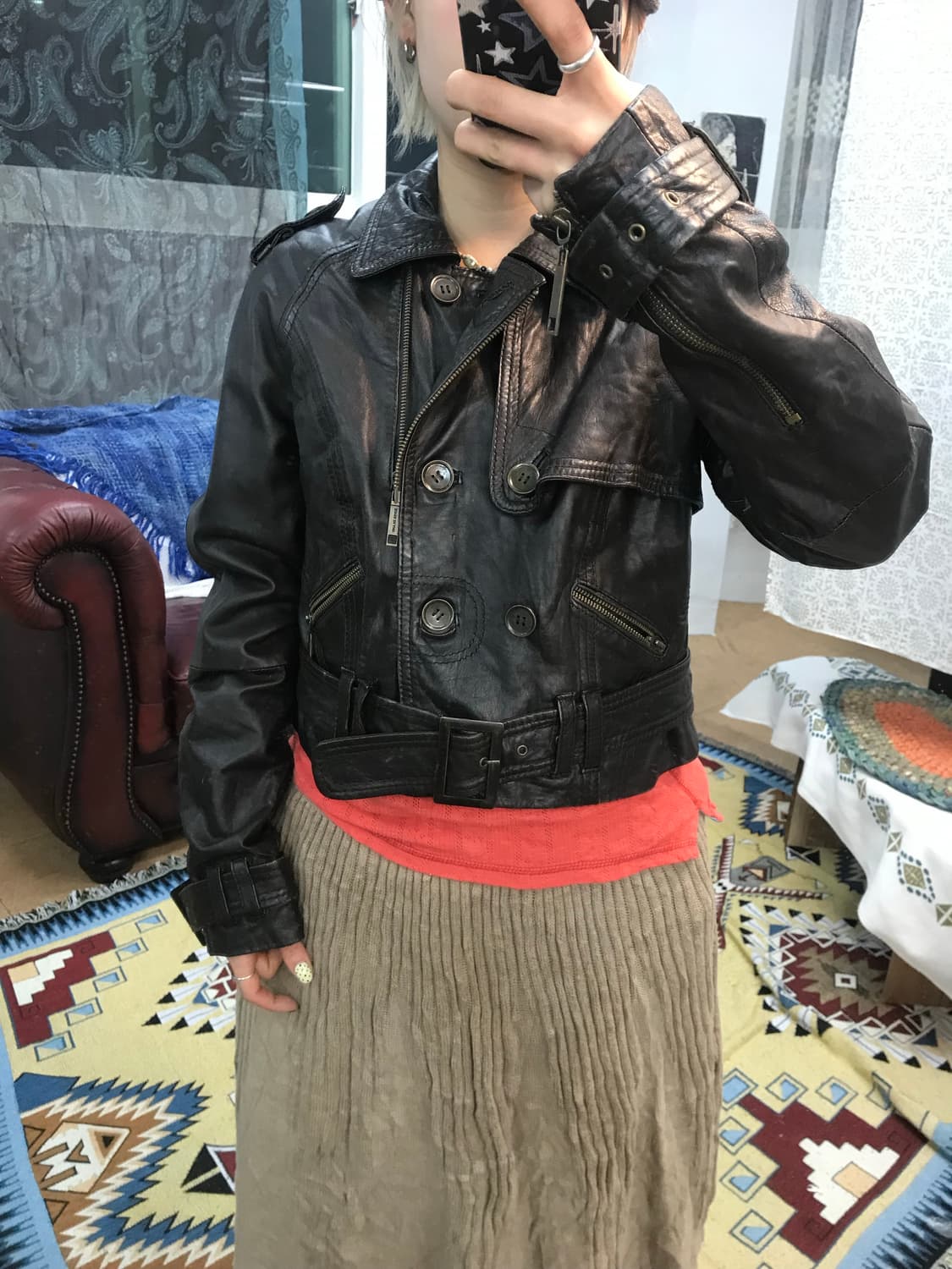 리버아일랜드 리얼가죽 더블버튼 레더자켓  상품이미지1