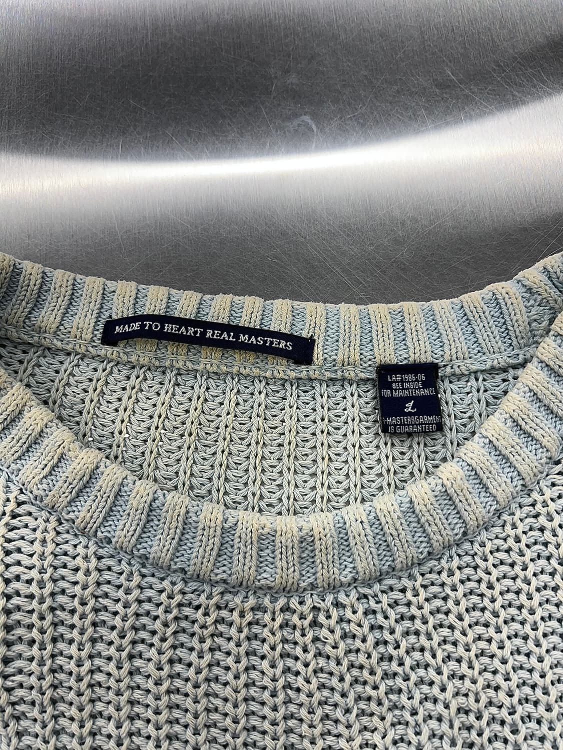 재패니즈 빈티지 인디고 워시드 패치워크 케이블 니트 스웨터 상품이미지7