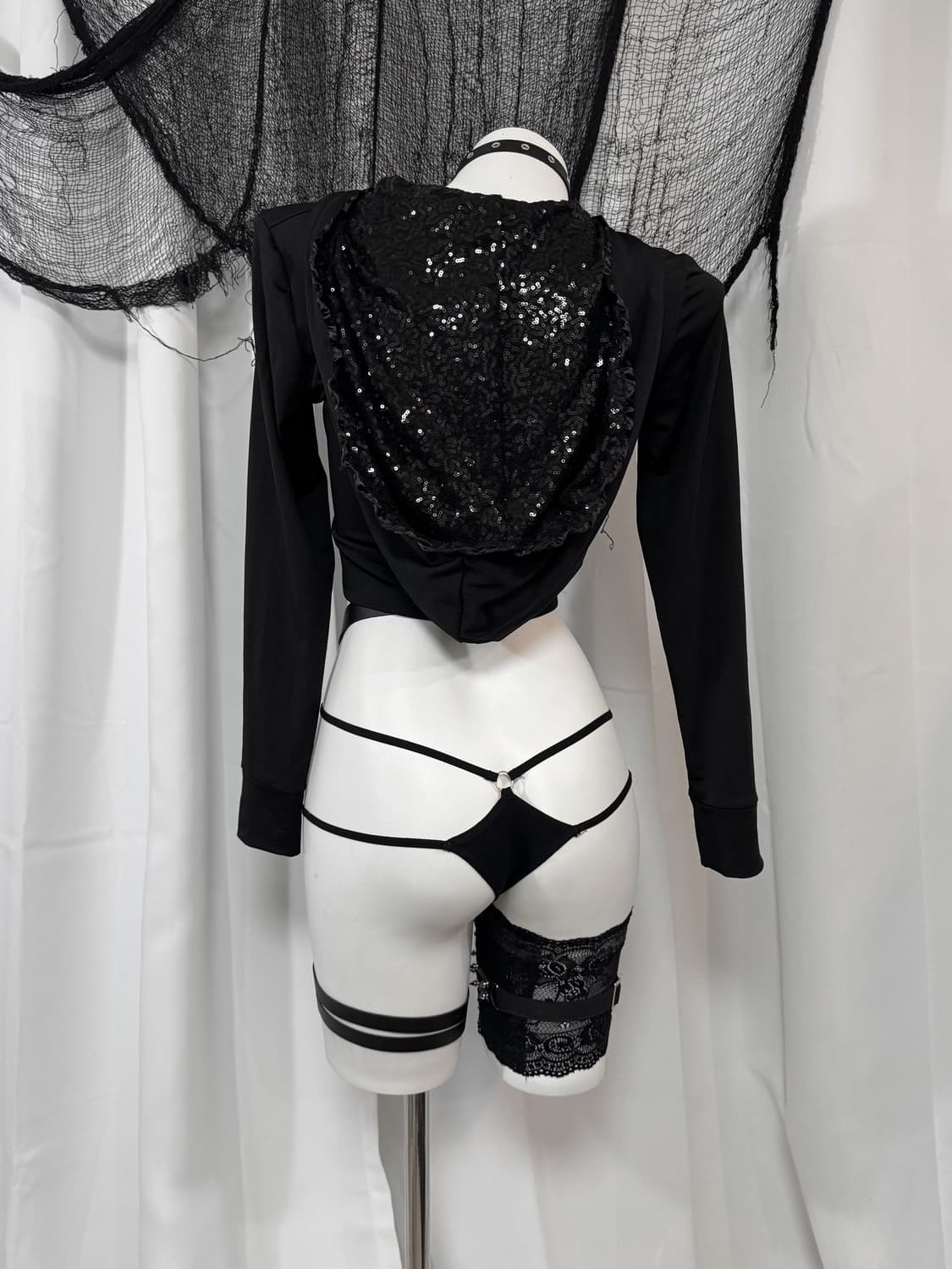 glitter crop hood zip-up 상품이미지3