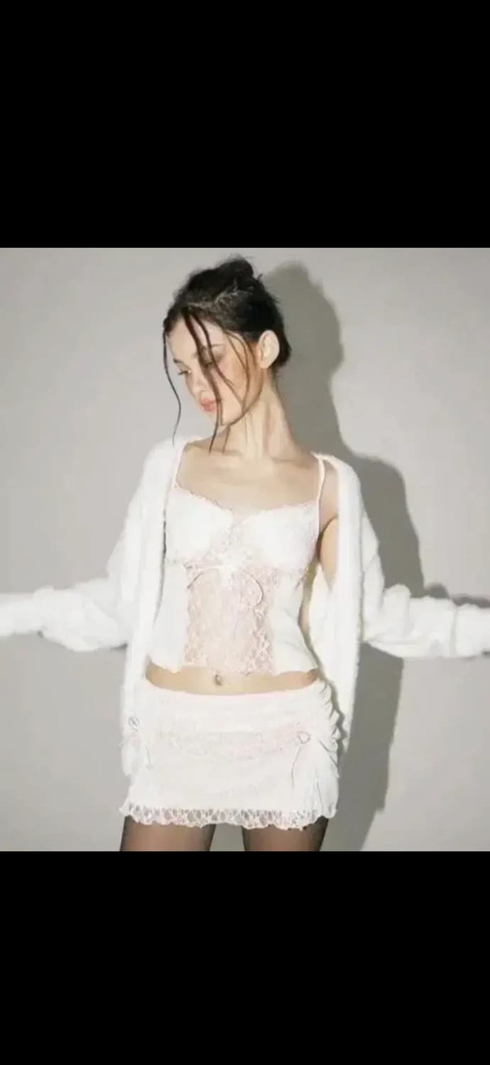 쓰리타임즈) 메리 니트 가디건 화이트, 블랙 상품이미지1