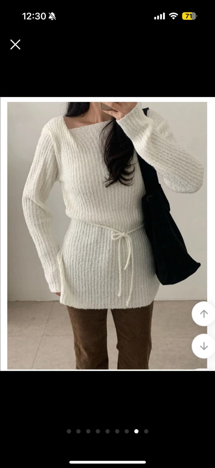 부클 트임 보트넥 셔링 니트 상품이미지2