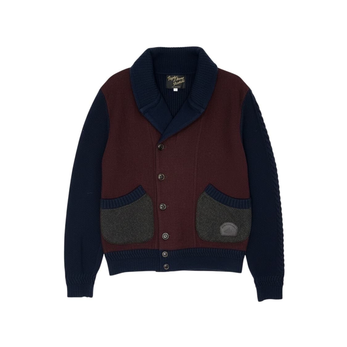 커스텀멜로우 숄칼라 가디건 버건디 네이비 상품이미지1