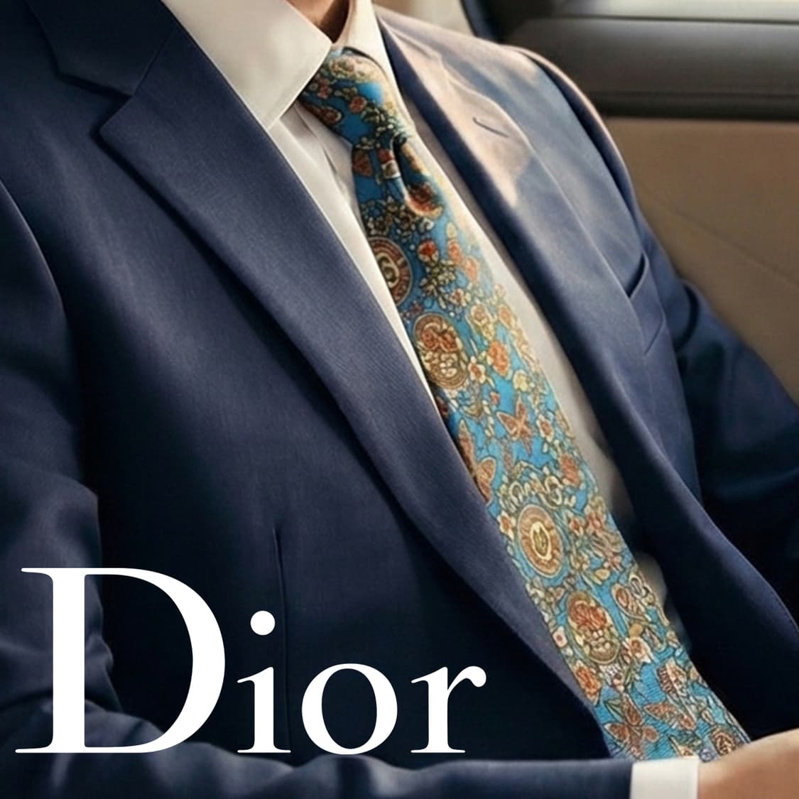디올 실크 블루 오너먼트 패턴 넥타이 9.1cm B등급 A19418
 상품이미지1