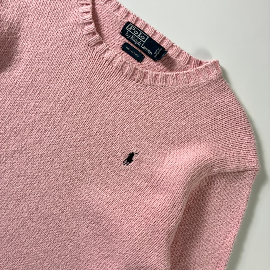Polo  폴로 랄프로렌 자수 코튼 라이트핑크 라운드 니트  상품이미지2