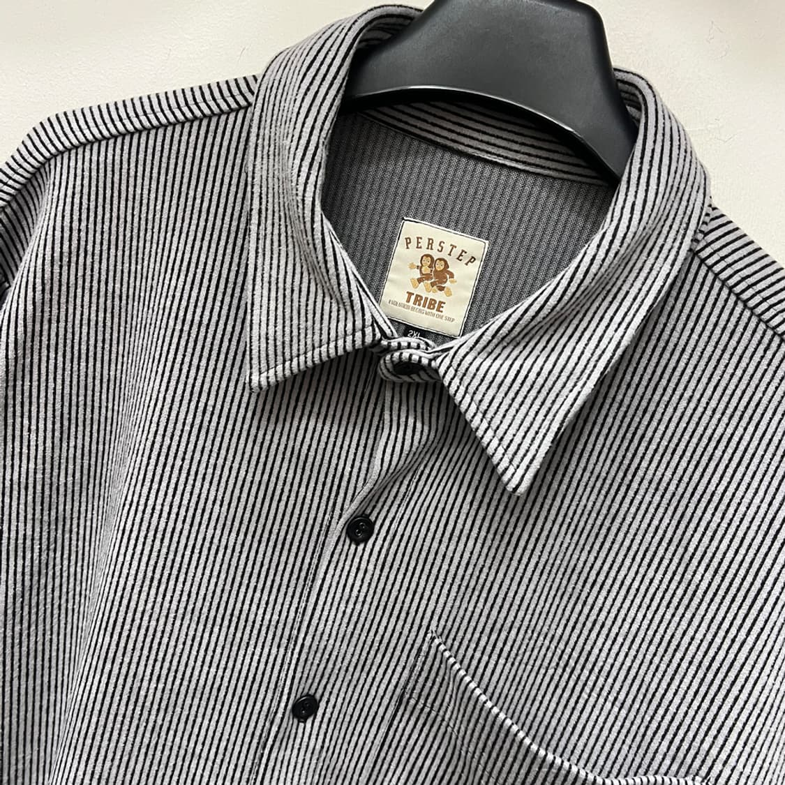 퍼스텝 헤비 엠보 스트라이프 셔츠 남방 2XL 상품이미지3