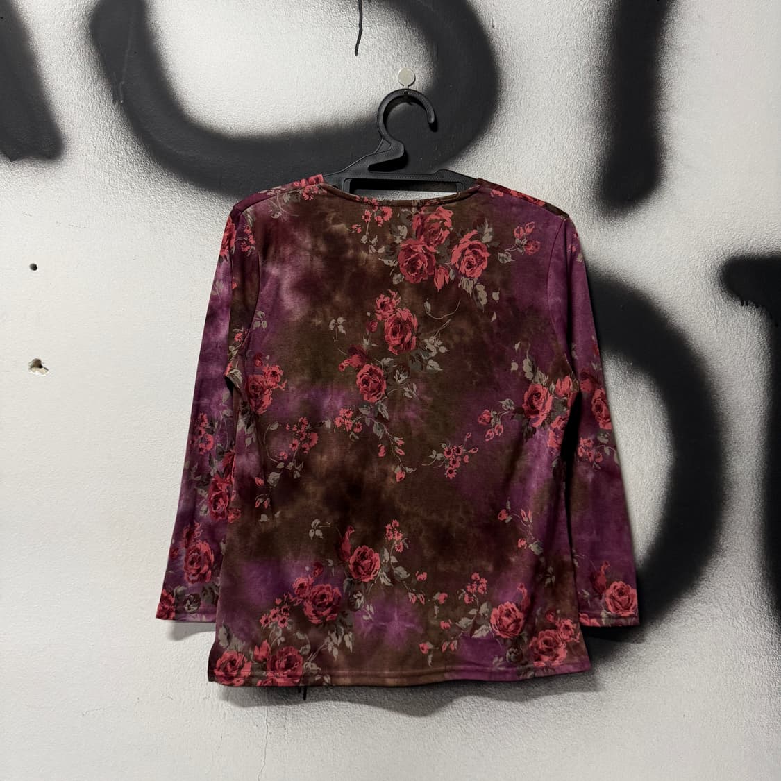 VTG 빈티지 오리엔탈 버건디 타이다이 7부 롱슬리브 탑 상품이미지2