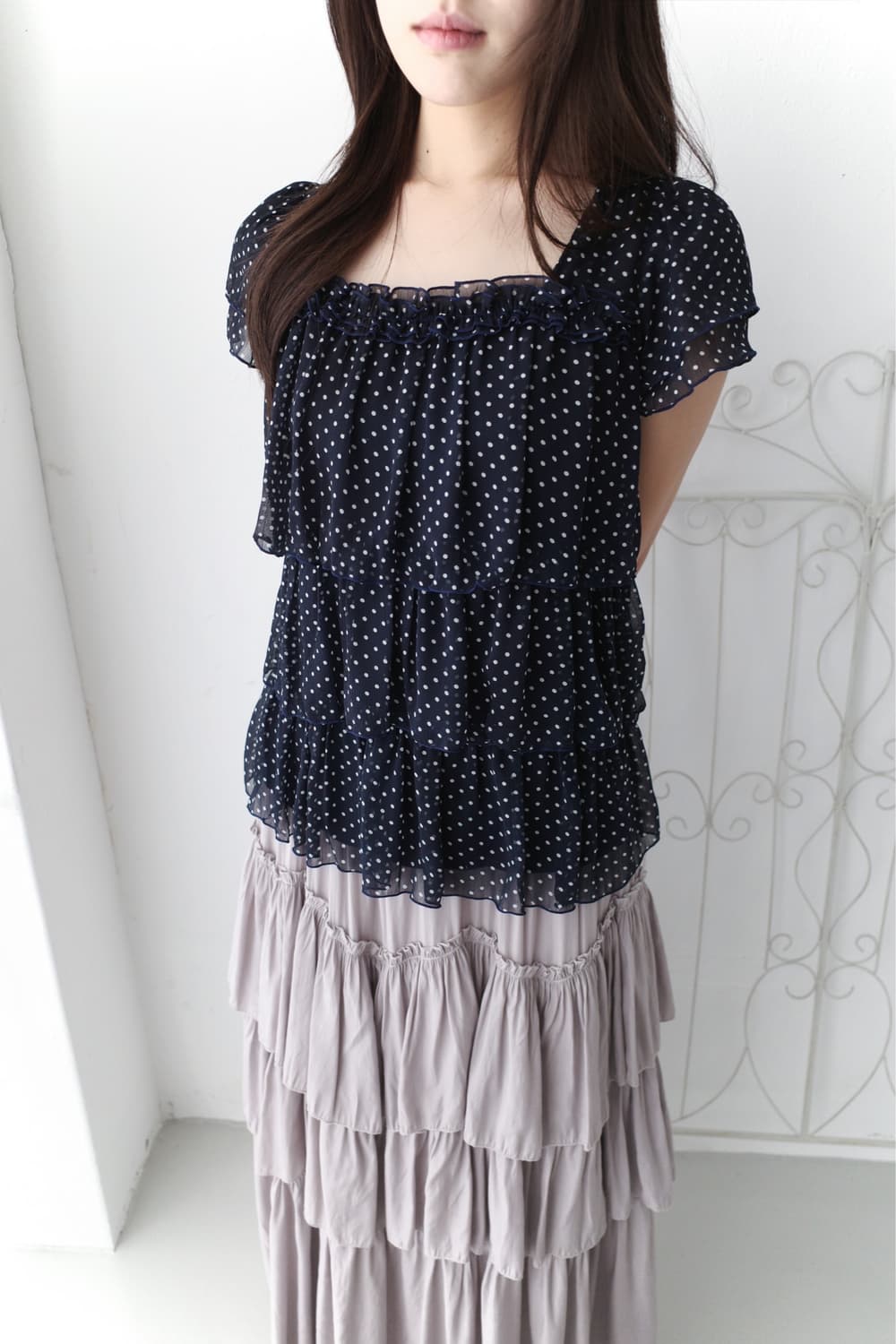 dot cancan half blouse 상품이미지6