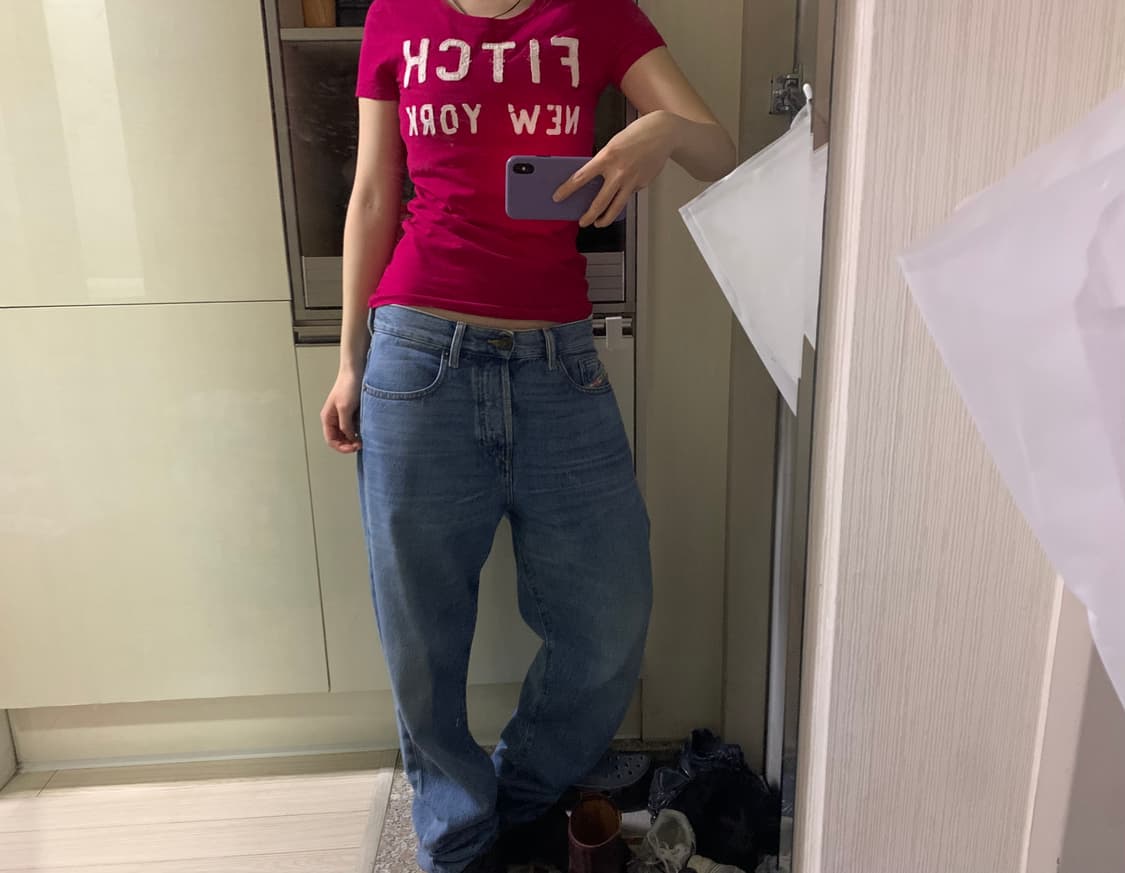 아베크롬비 핑크 패치 반팔 상품이미지4