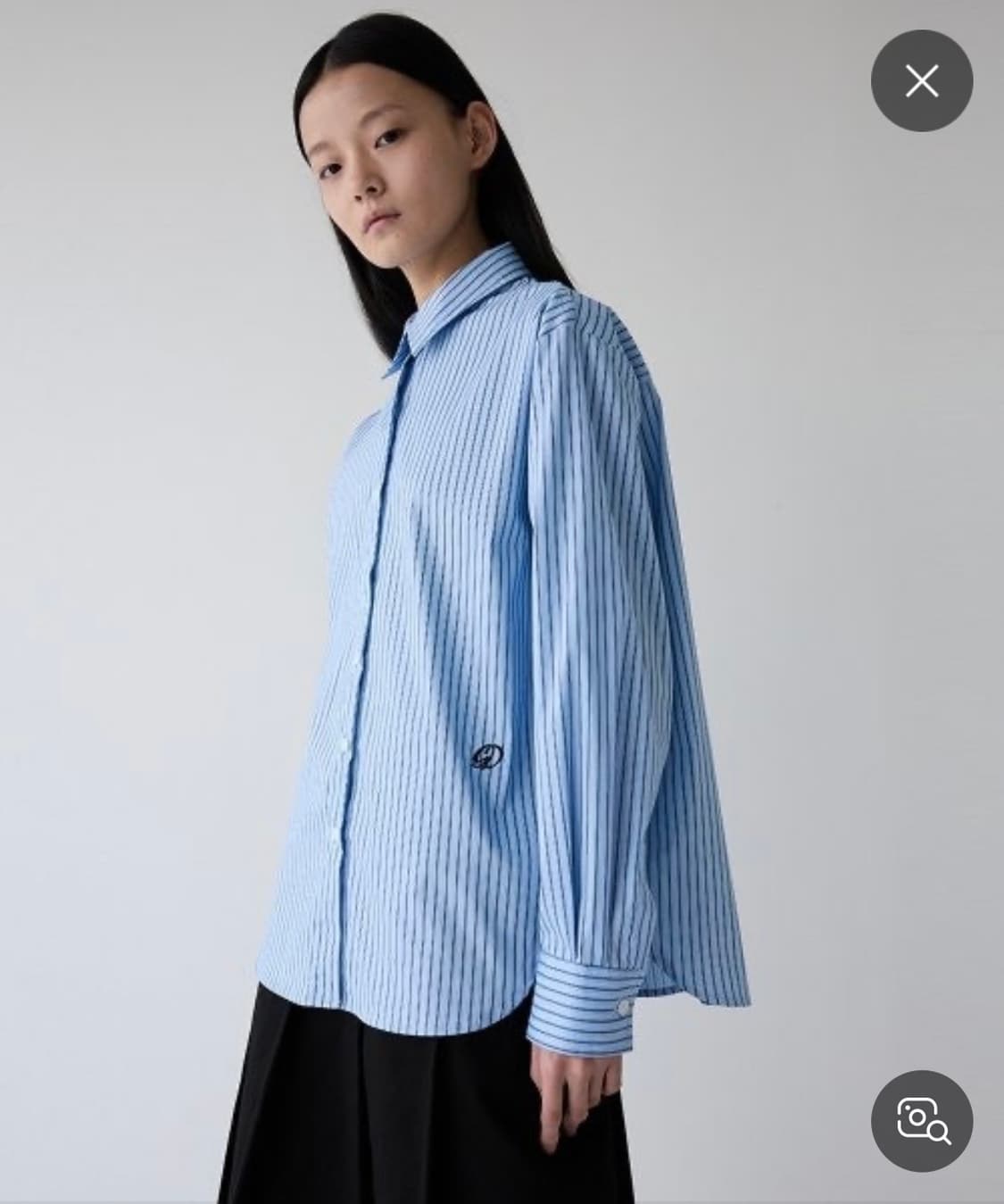 생긴스튜디오 실키 스트라이프 셔츠 블루 상품이미지2