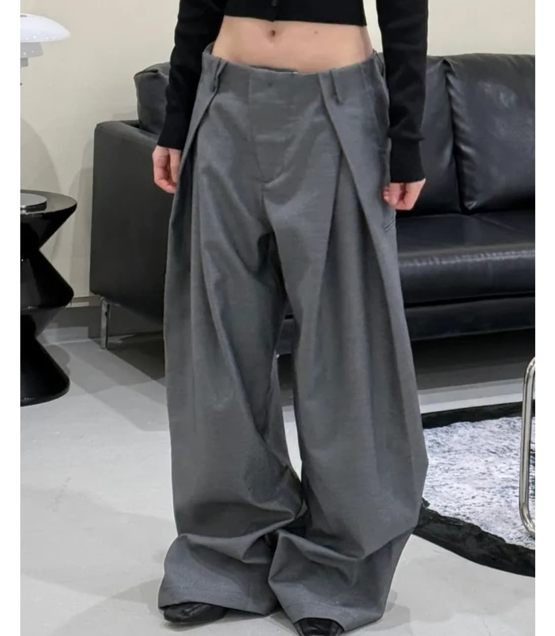 핀턱 와이드 슬랙스 그레이 상품이미지1