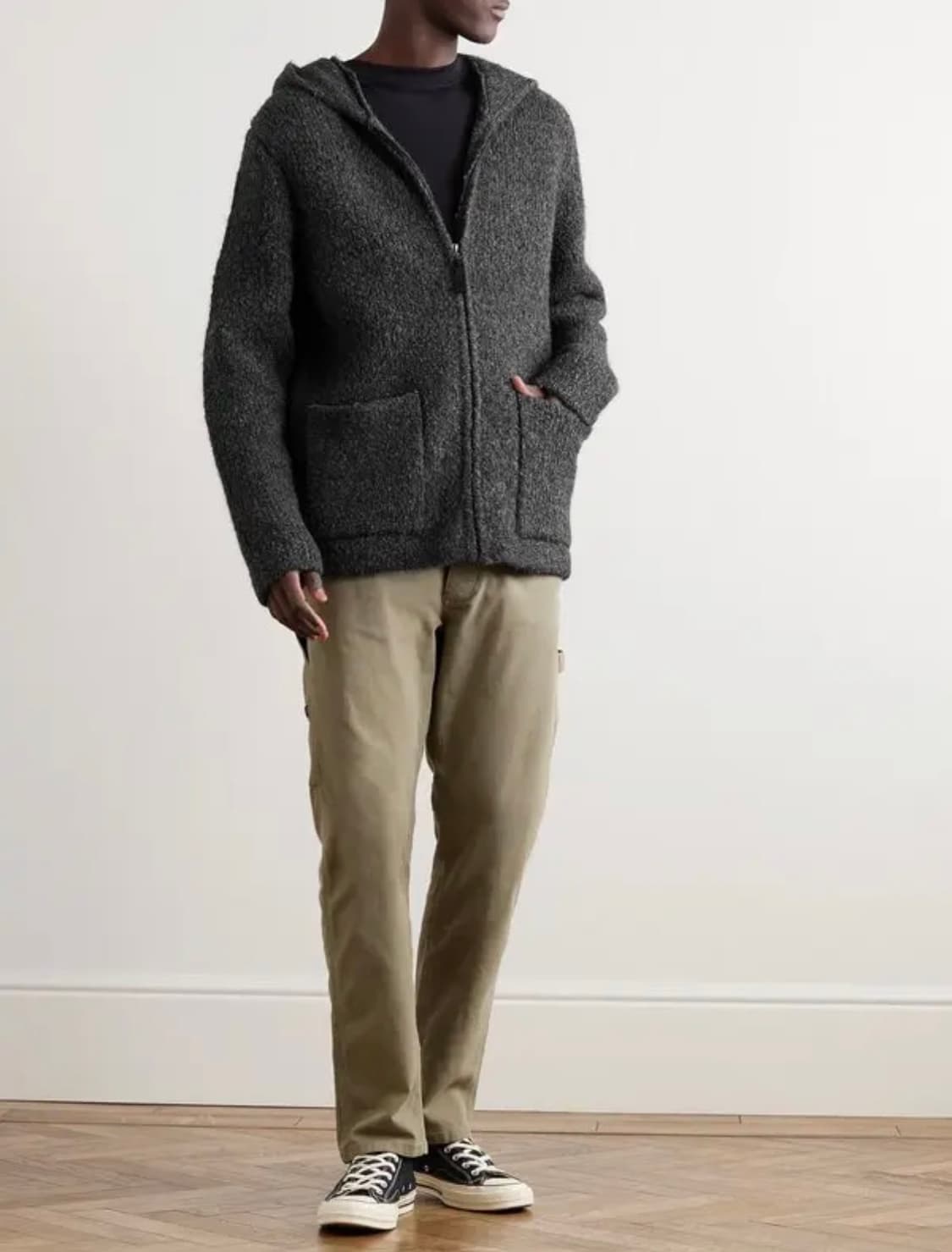 (정품/새상품) 제임스 펄스 남성 차콜 청키 후드 집업 니트 가디건 상품이미지6