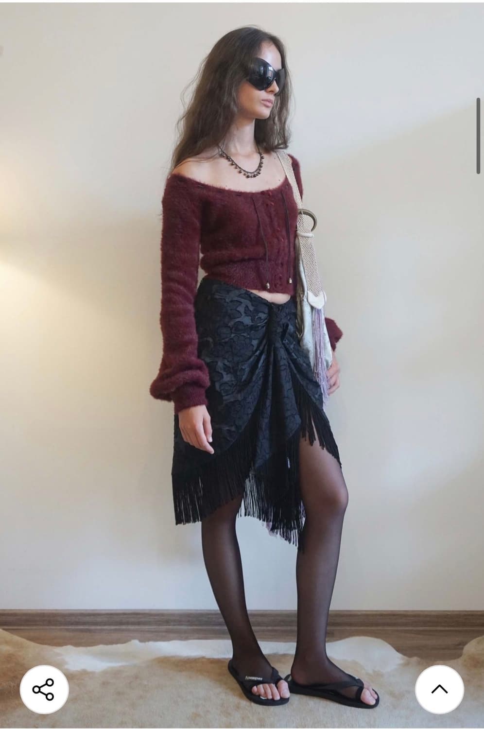 스컬프터 치마 Fringe Tie Skirt Black/Ice Blue 상품이미지1