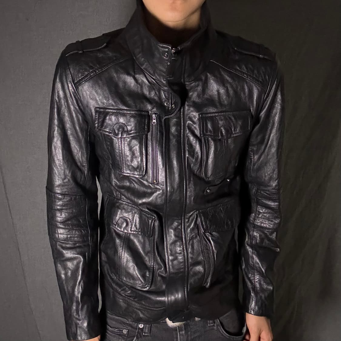 lamb skin pocket leather jacket 상품이미지4