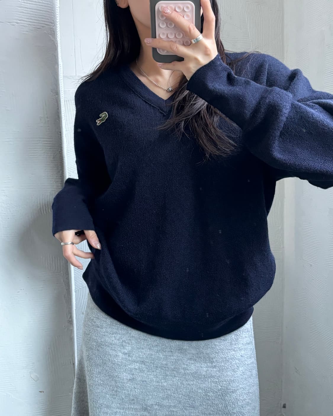 Lacoste 라코스테 네이비컬러 브이넥 울 니트 상품이미지2