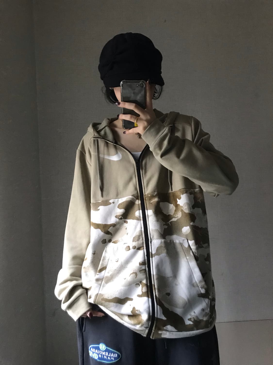 나이키 베이지 카모 후드집업 상품이미지5