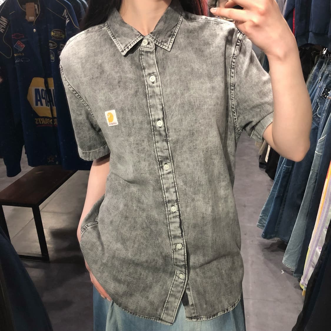 [IM] Carhartt 칼하트 반팔 데님 셔츠 그레이 상품이미지3