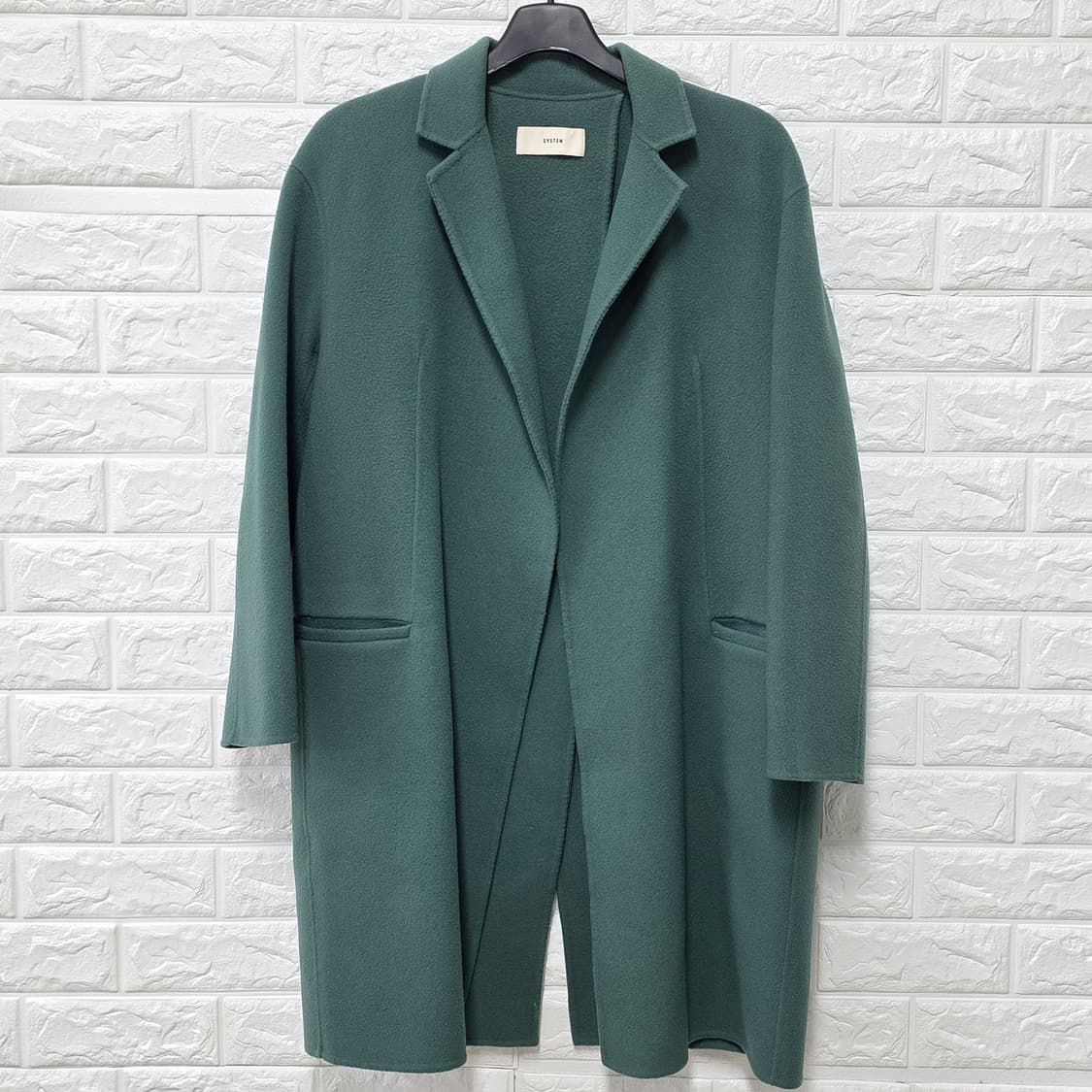택포// L 한섬 시스템 그린 캐시미어혼방 롱 코트  상품이미지1