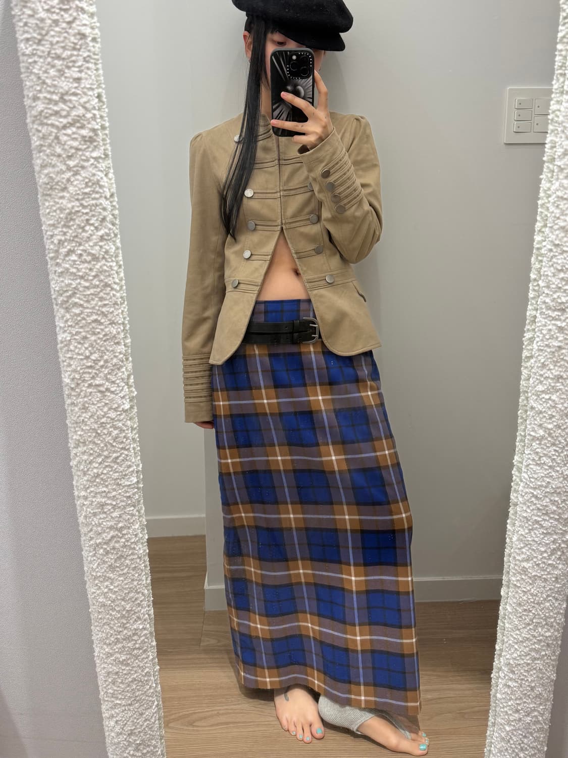 빈티지 체크 롱 스커트 상품이미지1