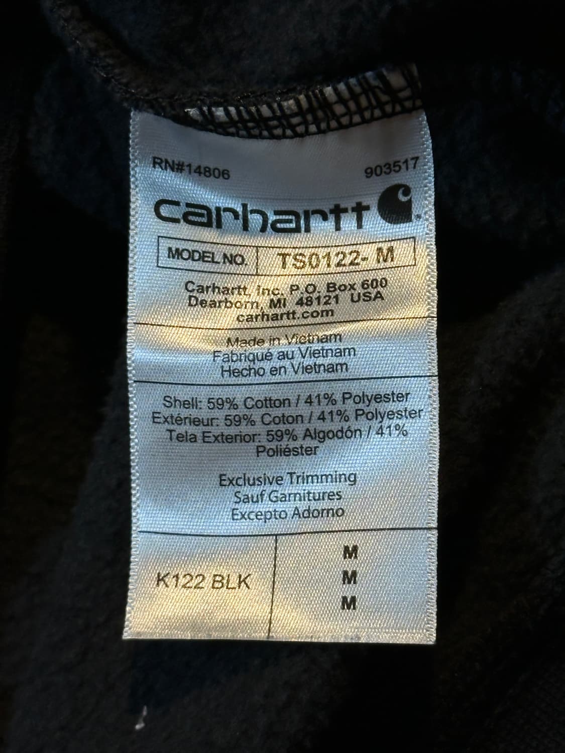 칼하트 CARHARTT 루즈핏 미드웨이트 후드집업 블랙 상품이미지6